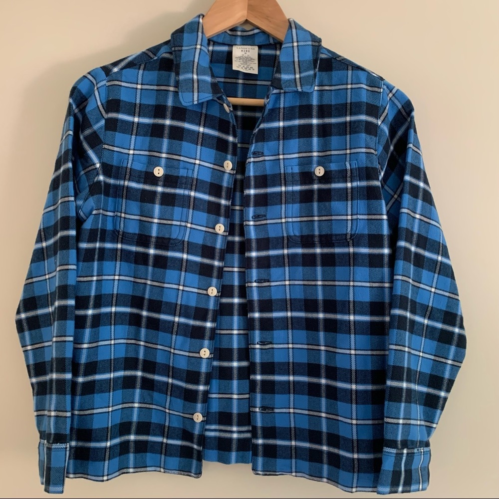 Lands End Boys Flannel Pajama Shirt 10-12